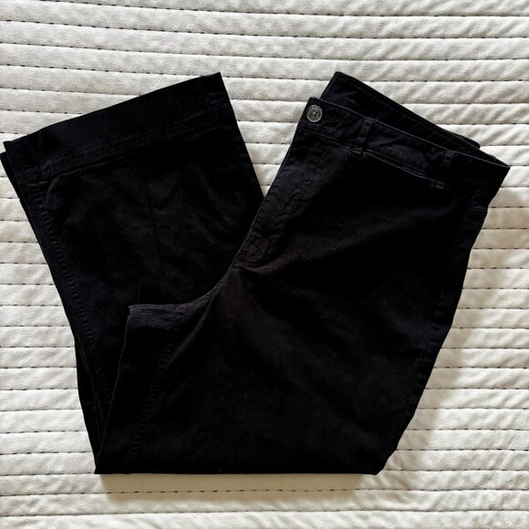 Old Navy Women’s High-Rise Wide-Leg Pants Sz 16 Black Stretch Cotton Chino - Picture 6 of 6